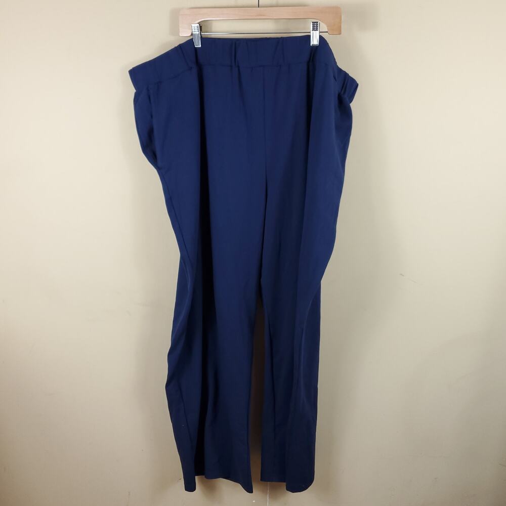 Woman Within 7-Day Knit Straight Leg Pants in Navy Size 30/32